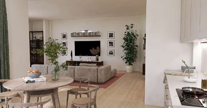 Render della cucina, Via Ginestre